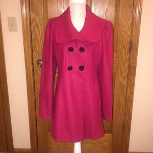 Guess Wool Peacoat. Large. Pink